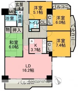 シャルマン古江【8階】の間取り