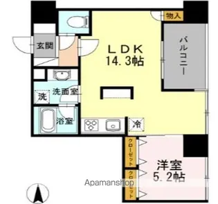 ロイヤルパークス大名【701号室】の間取り