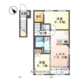 メゾン・テ・ヴェール【2階】の間取り