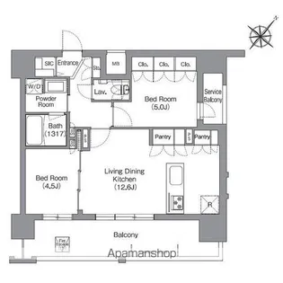 シーズンフラッツ渡辺通【1301号室】の間取り