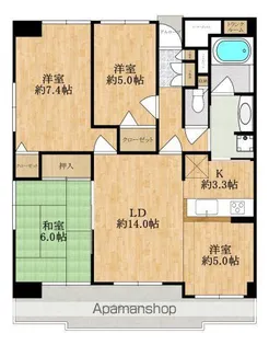 セントラルヒルズ西大和【4階】の間取り