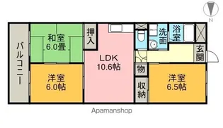 本宮ハイツ山田【6階】の間取り