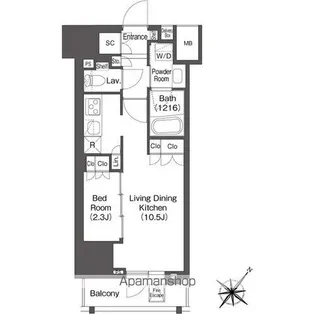 レフィールオーブ代々木【12階】の間取り