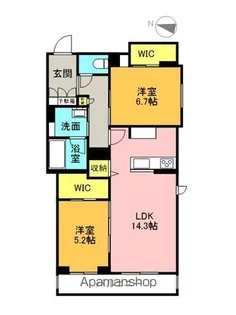 クロシェット ボヌール【201号室】の間取り