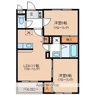 ヴィレッヂフィールド【202号室】の間取り