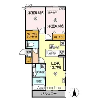プレミール北長瀬【1階】の間取り