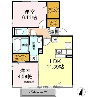 フェアプラッツ参番館【2階】の間取り