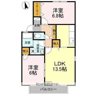 ルミナス山城 B棟【2階】の間取り