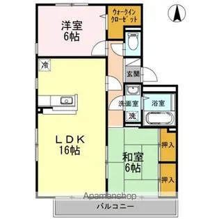 バティール西小森野 C棟【C308号室】の間取り