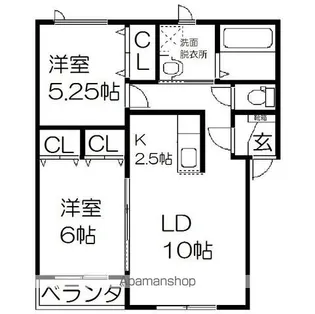 クィーズン緑【1階】の間取り
