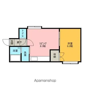 シングルステージ宮の森【2階】の間取り