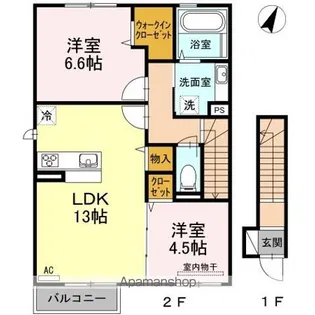 ヴィラ・ボヌール D棟【2階】の間取り