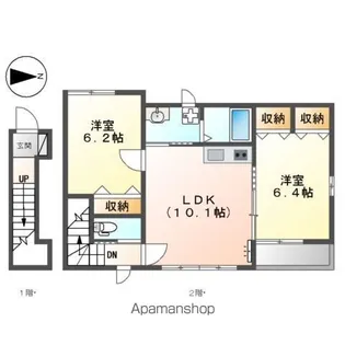 ラ サルーテ デュオ【2階】の間取り