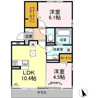ブリジャール【101号室】の間取り