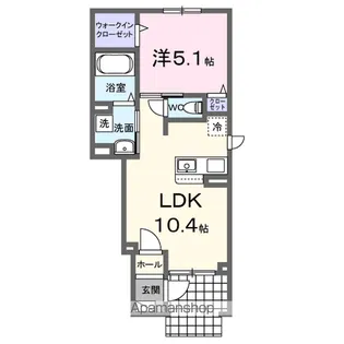パレスウトナイA【1階】の間取り