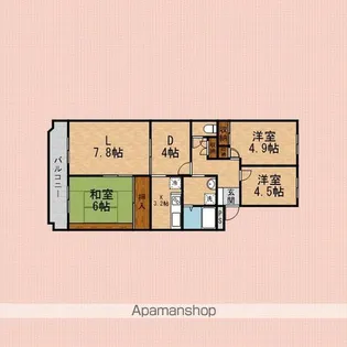 川越グリーンパークE−壱号棟【5F号室】の間取り