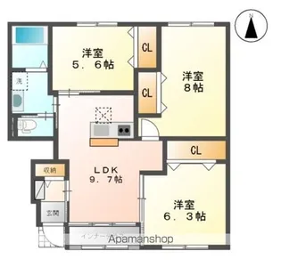 サンプレス・ラビアン【1階】の間取り
