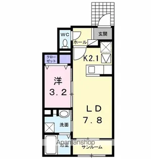 福岡県糟屋郡粕屋町仲原3丁目【アパート】の間取り