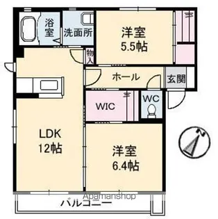 ブラン・ペーシュ【1階】の間取り
