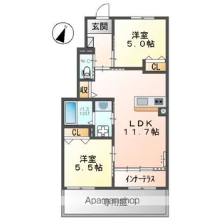 カーサ牛田本町【1階】の間取り