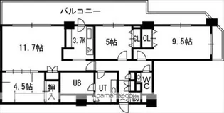 知事公館前タワーレジデンス【7階】の間取り