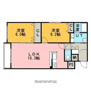 ボナール恵み野Ⅱ【102号室】の間取り