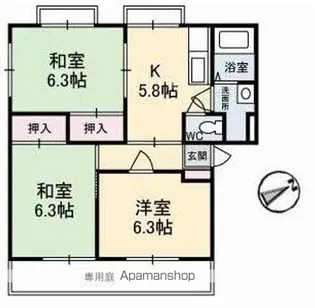 レヴールK Ⅰ・Ⅱ【Ⅰ 101号室】の間取り
