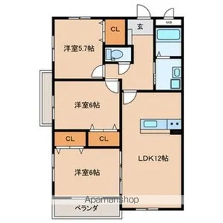 プレステージ加奈陀Ⅲ【3階】の間取り