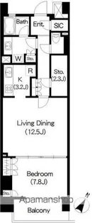 BRILLIA IST 三軒茶屋 ブラッサムテラス【8階】の間取り