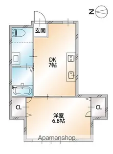 カーサブライト山手【1階】の間取り