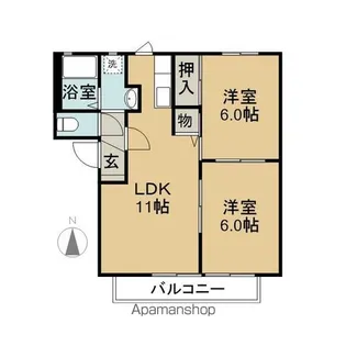 サンメゾン【A201号室】の間取り