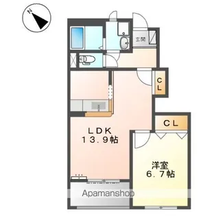 リバーガーデン【1階】の間取り