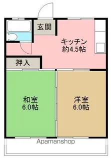 ハイツナカオカ【2-11号室】の間取り