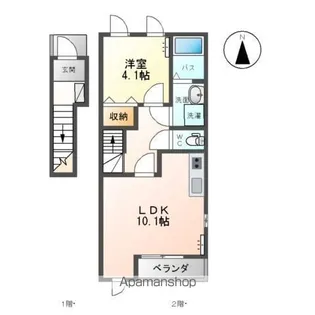 プレジールB【2階】の間取り
