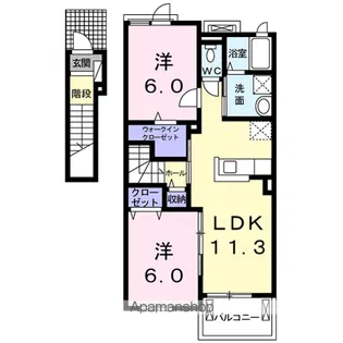 エムケイプレーヌⅠ【2階】の間取り