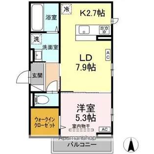DーROOM小田原2丁目B【2階】の間取り