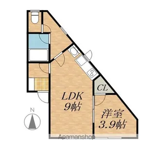 ノースプロムナード66B【2階】の間取り