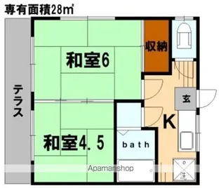 ロイヤルB【102号室】の間取り