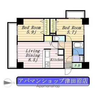 ウィルテラス千葉中央【8階】の間取り