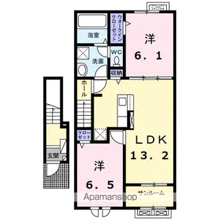 キョウハイムD【2階】の間取り