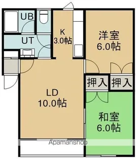 2LDKの間取り画像