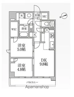 レジディア新御徒町Ⅱ【12階】の間取り