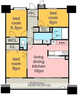 ネオグランデ藤ヶ丘【3階】の間取り
