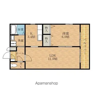 AZUR羽衣【301号室】の間取り