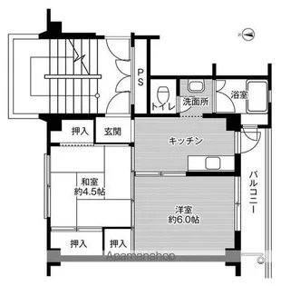 ビレッジハウス仁左平1号棟【105号室】の間取り