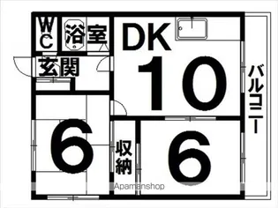 コーポ太陽【2号室】の間取り