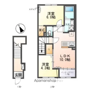 柏市篠籠田 アパート【2階】の間取り