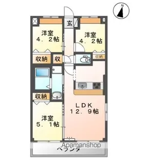 レジデンスガーデンⅢ【201号室】の間取り