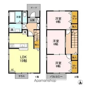 長野県松本市桐3丁目【テラスハウス】の間取り