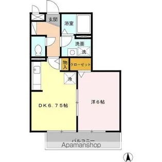 1DKの間取り画像